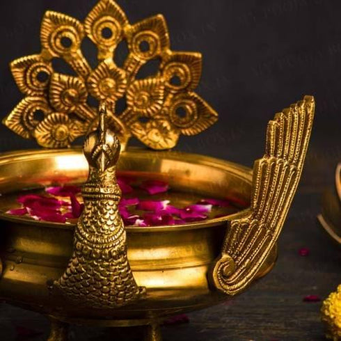 Brass Peacock Design Pot 2.6kg